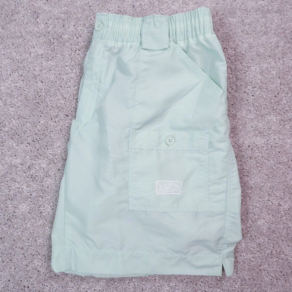AFCO Fishing Mint Green Shorts Outdoor Casual Elastic Waist Utility Pockets 34‎